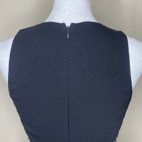 Banana Republic Black Sleeveless Lined Tweed Side Dress Zip Back Sz 2 - Picture 4 of 9